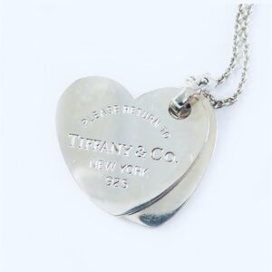 Tiffany & Co 💯% Auth Return Double Md Heart Pendant Necklace w/Pouch ✨EUC✨